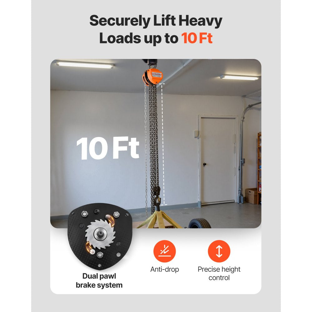 Hand Chain Hoist 3 T Capacity 3 m Manual Chain Block with G80 Chain