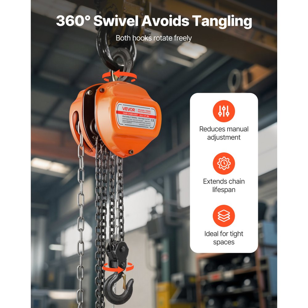 Hand Chain Hoist 3 T Capacity 3 m Manual Chain Block with G80 Chain