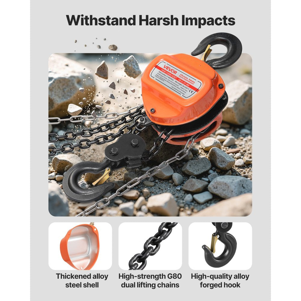 Hand Chain Hoist 3 T Capacity 6 m Manual Chain Block with G80 Chain