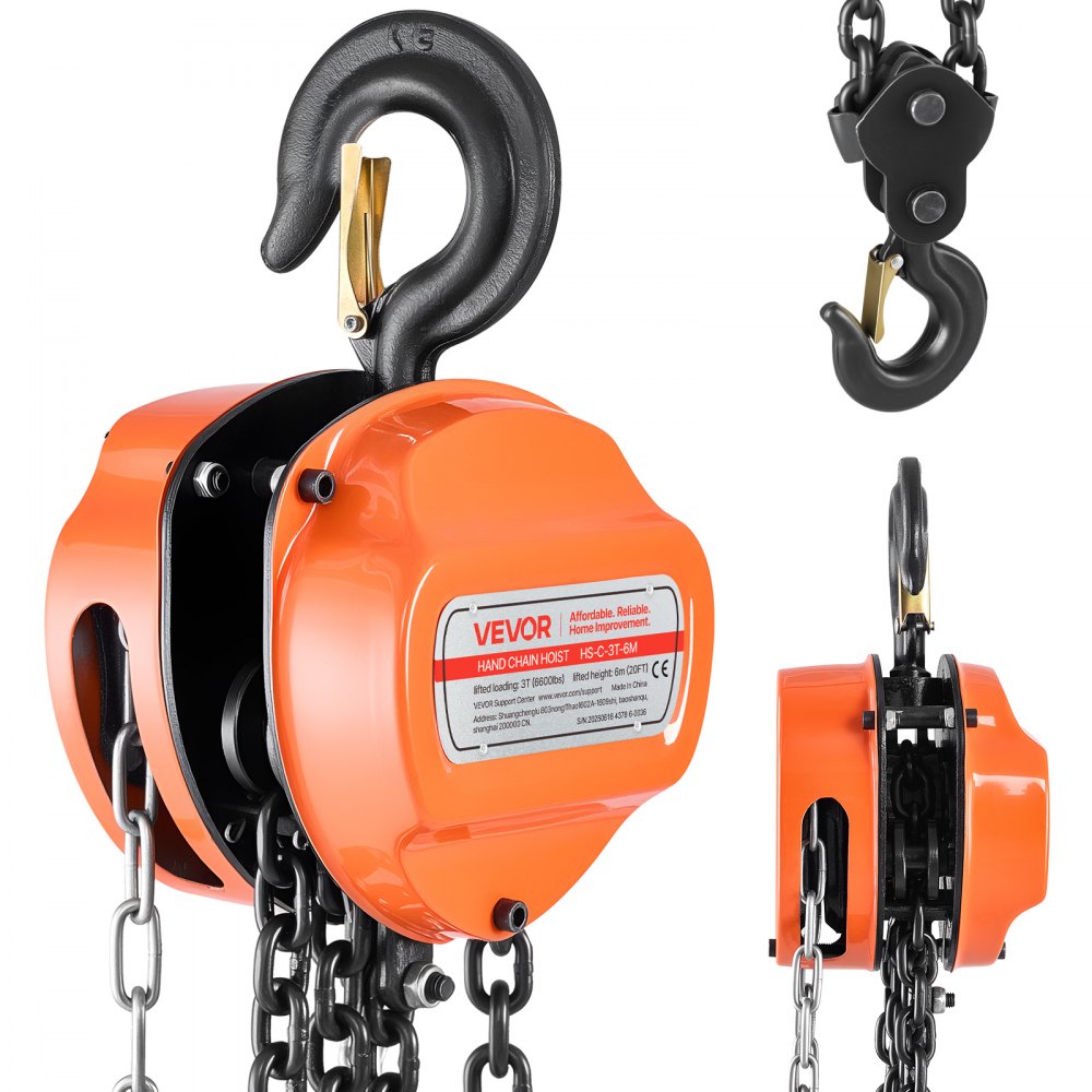Hand Chain Hoist 3 T Capacity 6 m Manual Chain Block with G80 Chain