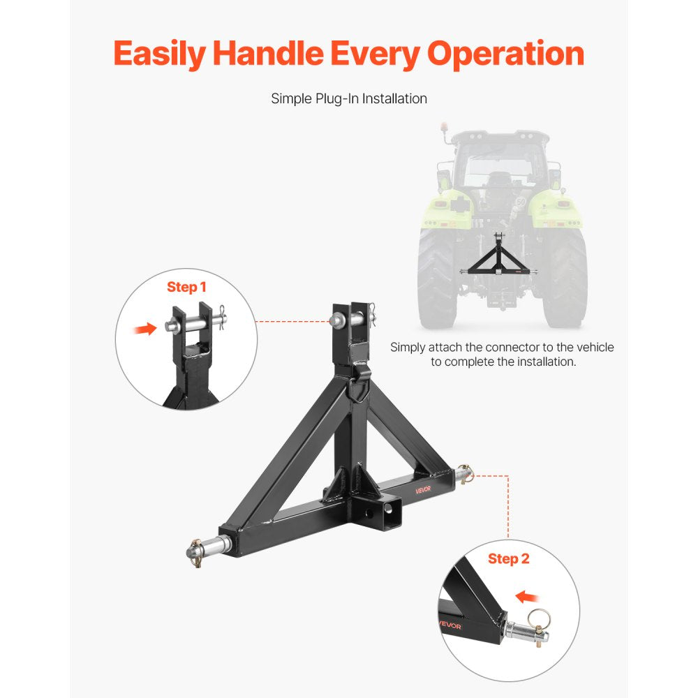VEVOR 3 Point 2" Trailer Hitch Receiver Quick Hitch Adapter 3000lbs Capacity