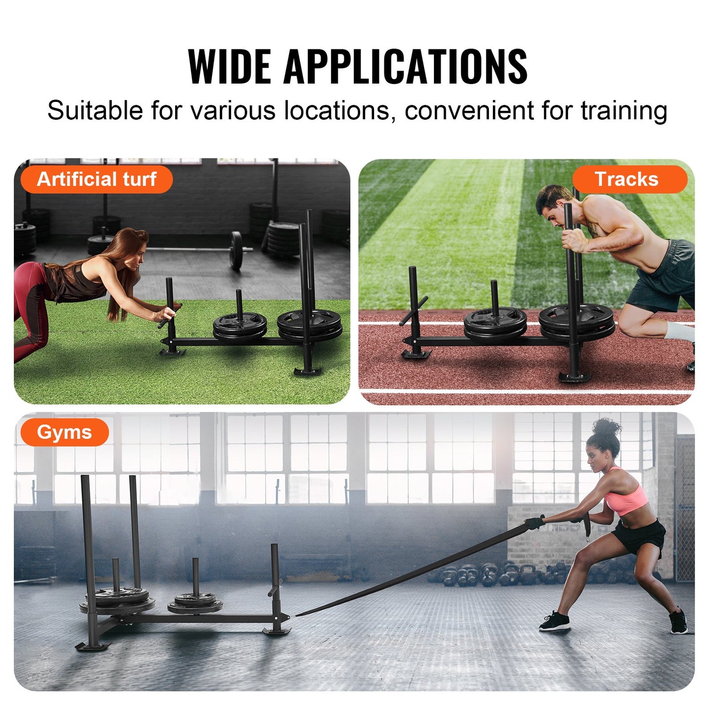 VEVOR Weight Training Sled, Pull Push Power Sled with Handle, Fitness Strength Resistance
