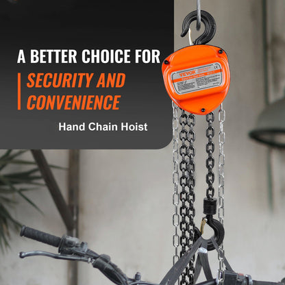 VEVOR Manual Chain Hoist, 1/2 Ton 1100 lbs Capacity 10 FT Come Along, G80 Galvanized