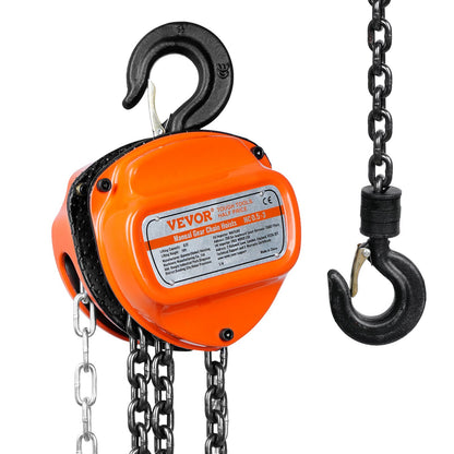 VEVOR Manual Chain Hoist, 1/2 Ton 1100 lbs Capacity 10 FT Come Along, G80 Galvanized