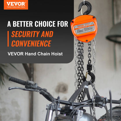 VEVOR Manual Chain Hoist, 1 Ton 2200 lbs Capacity 10 FT Come Along, G80 Galvanized