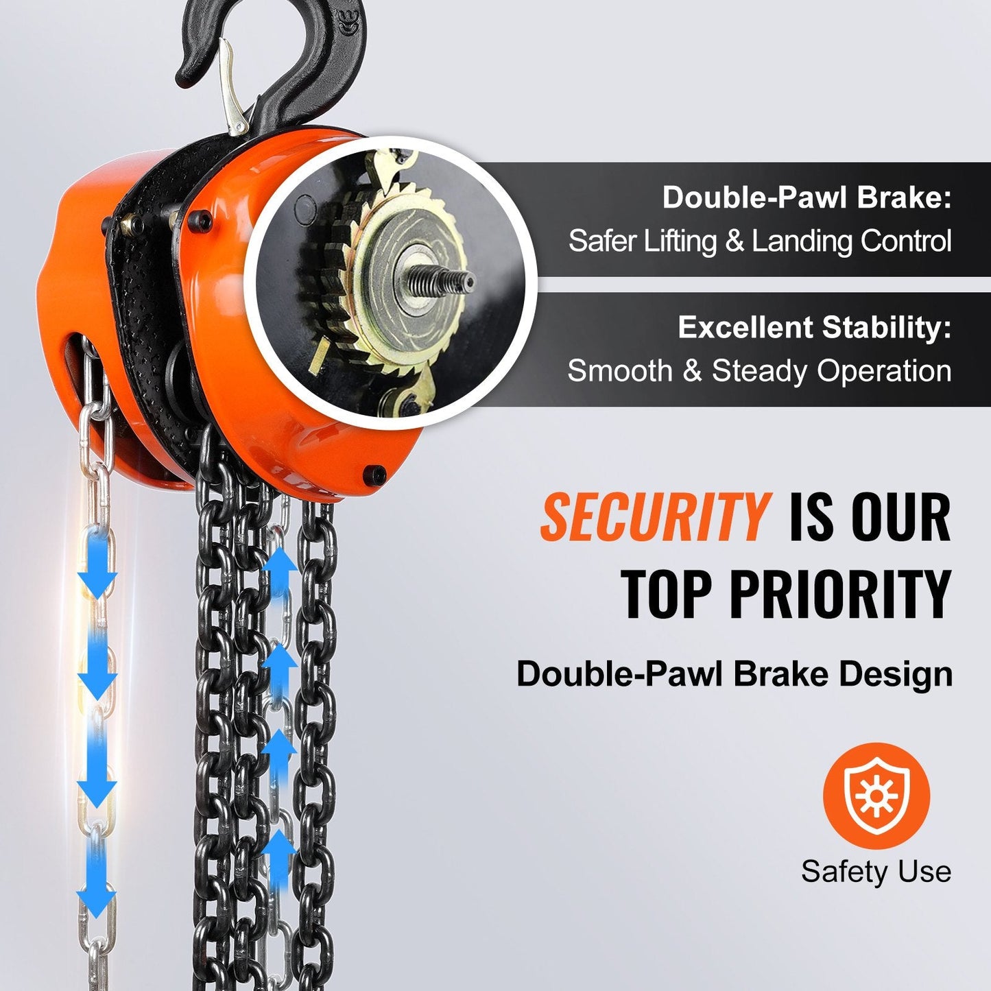 1 Ton Manual Chain Hoist, 1000 kg Capacity, 5.6 m Lift with 360° Rotation Hook
