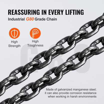 1 Ton Manual Chain Hoist, 1000 kg Capacity, 5.6 m Lift with 360° Rotation Hook