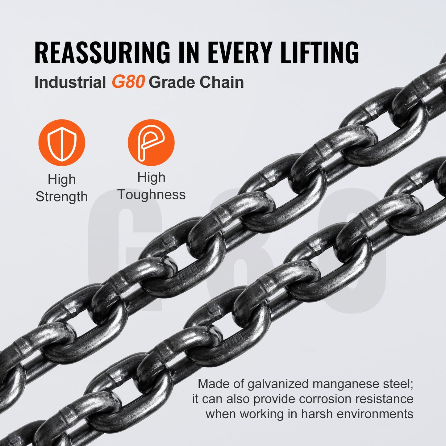 VEVOR Manual Chain Hoist, 2 Ton 4400 lbs Capacity 10 FT Come Along, G80 Galvanized