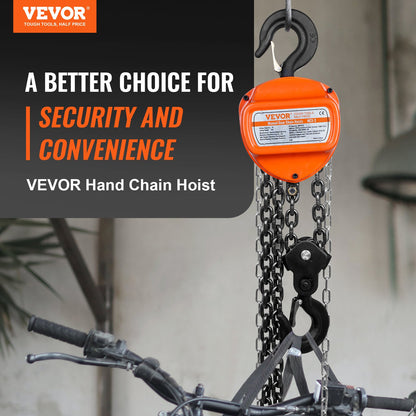 VEVOR Manual Chain Hoist, 3 Ton 6600 lbs Capacity 10 FT Come Along, G80 Galvanized