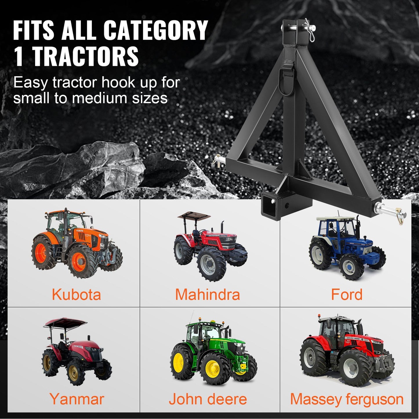 VEVOR 3 Point Hitch Receiver, 3 Point 2" Receiver Trailer Hitch Category 1 Tractor