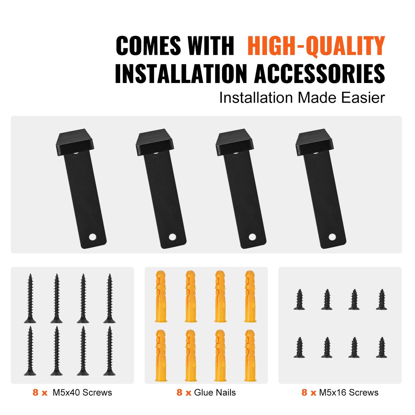 VEVOR Shelf Bracket, Heavy Duty Floating Shelf Brackets 25.6 x 15.5 cm, 4 Pcs Brackets