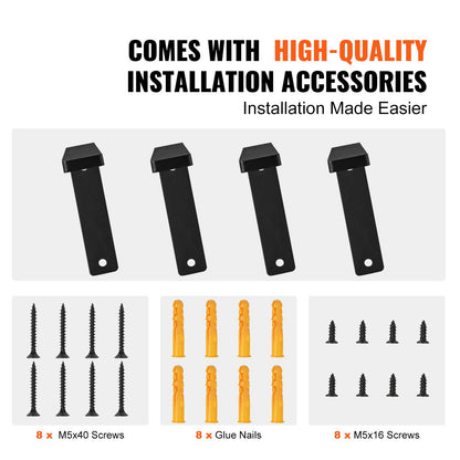 VEVOR Shelf Bracket, Heavy Duty Floating Shelf Brackets 25.6 x 15.5 cm, 4 Pcs Brackets