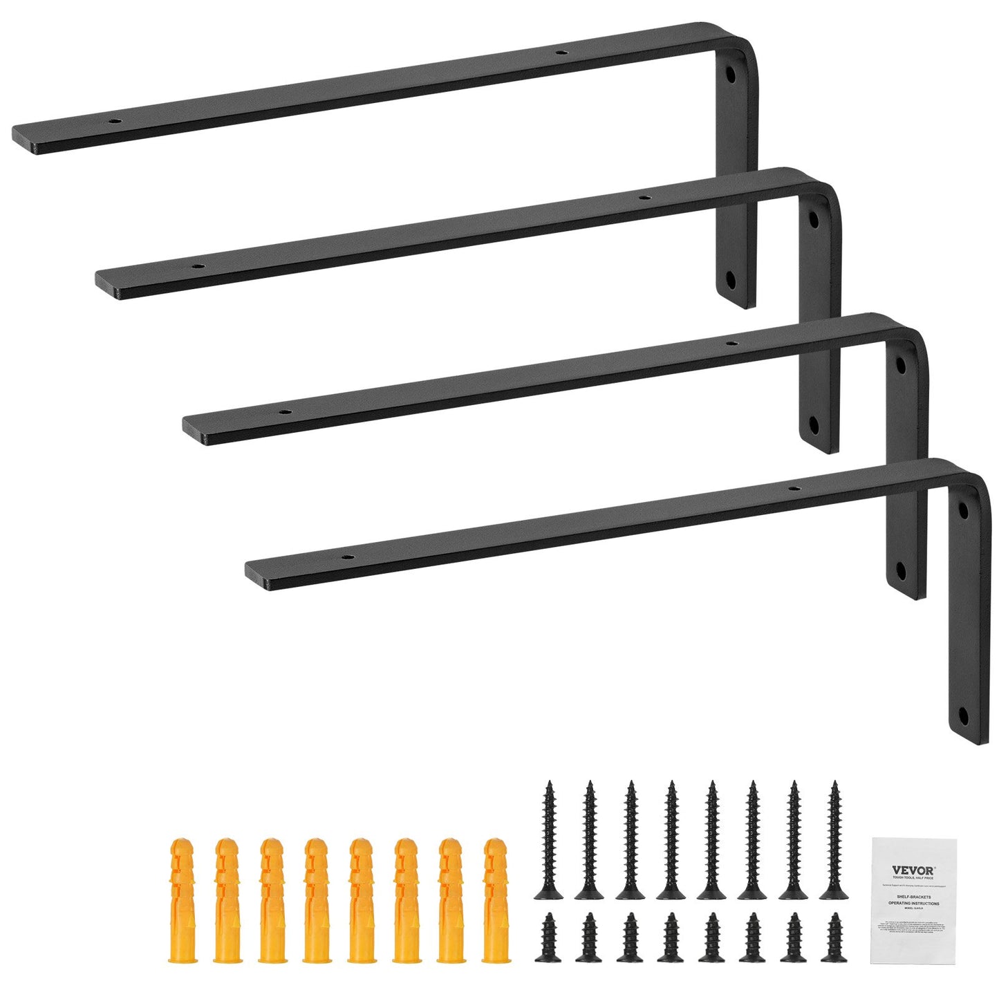 VEVOR Shelf Bracket, Heavy Duty Floating Shelf Brackets 25.6 x 15.5 cm, 4 Pcs Brackets