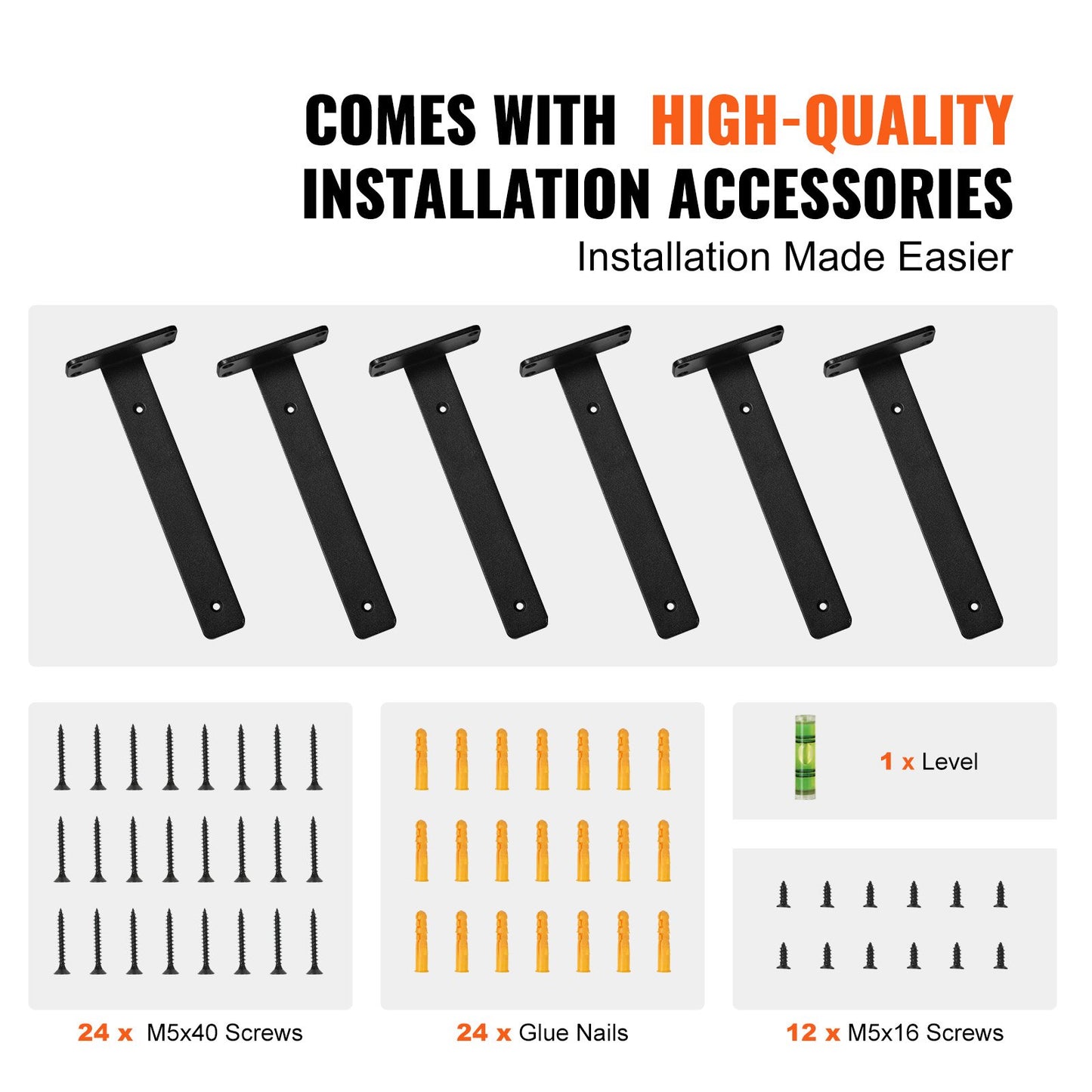VEVOR Shelf Bracket, 26.1cmL x 10cmW x 4.5cmH, 6 Pcs Heavy Duty Floating Shelf Brackets,