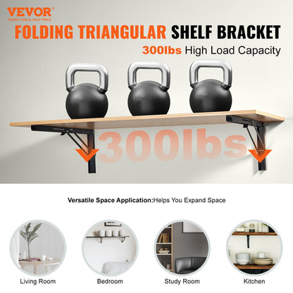 VEVOR Shelf Bracket Foldable, 61.3 cm L 2 Pcs , Heavy Duty Floating Shelf Brackets,