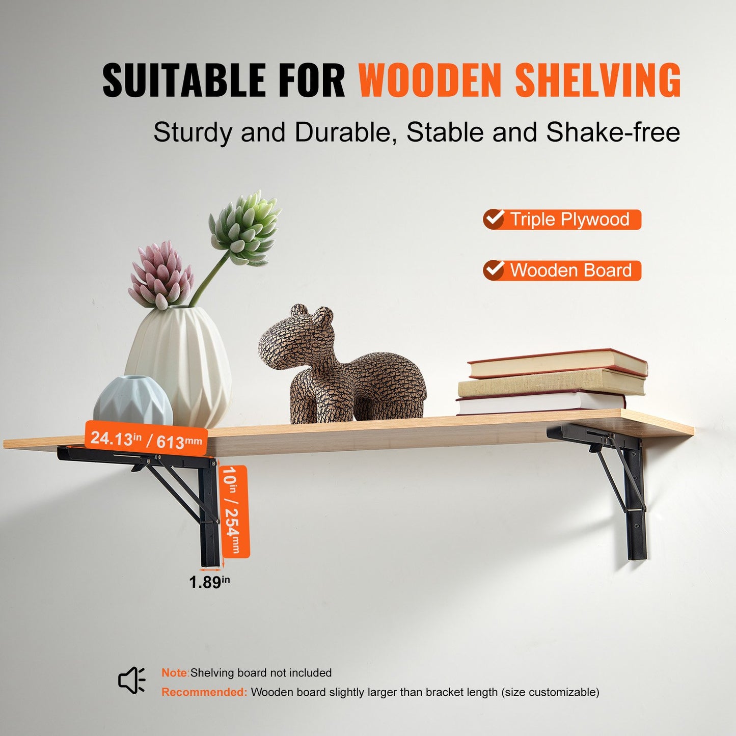 VEVOR Shelf Bracket Foldable, 61.3 cm L 2 Pcs , Heavy Duty Floating Shelf Brackets,