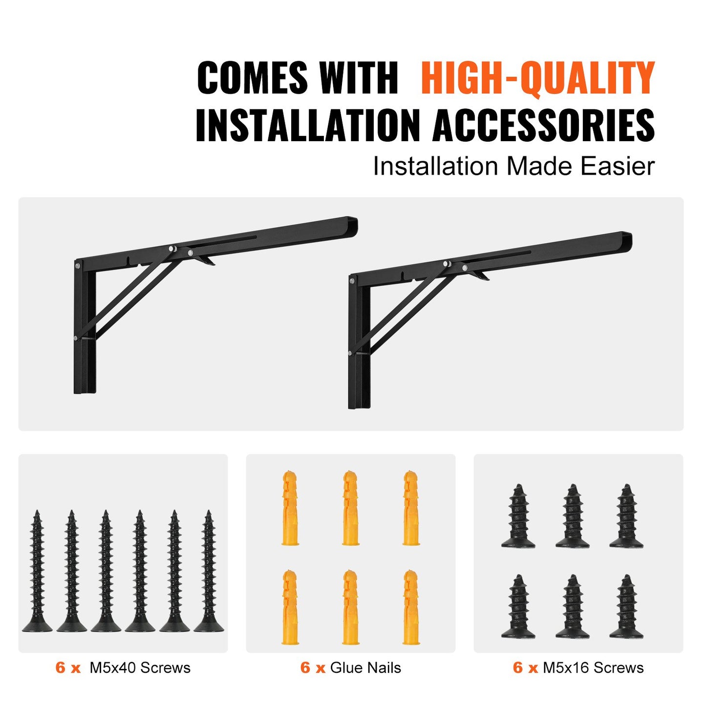 VEVOR Shelf Bracket Foldable, 61.3 cm L 2 Pcs , Heavy Duty Floating Shelf Brackets,