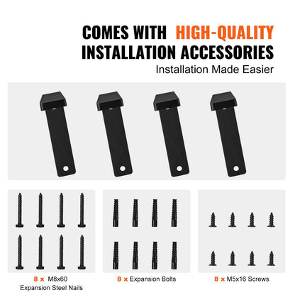 Heavy Duty Steel Shelf Brackets, 41x15.5 cm, 4 Pcs, 72.6 kg Capacity, Matte Black