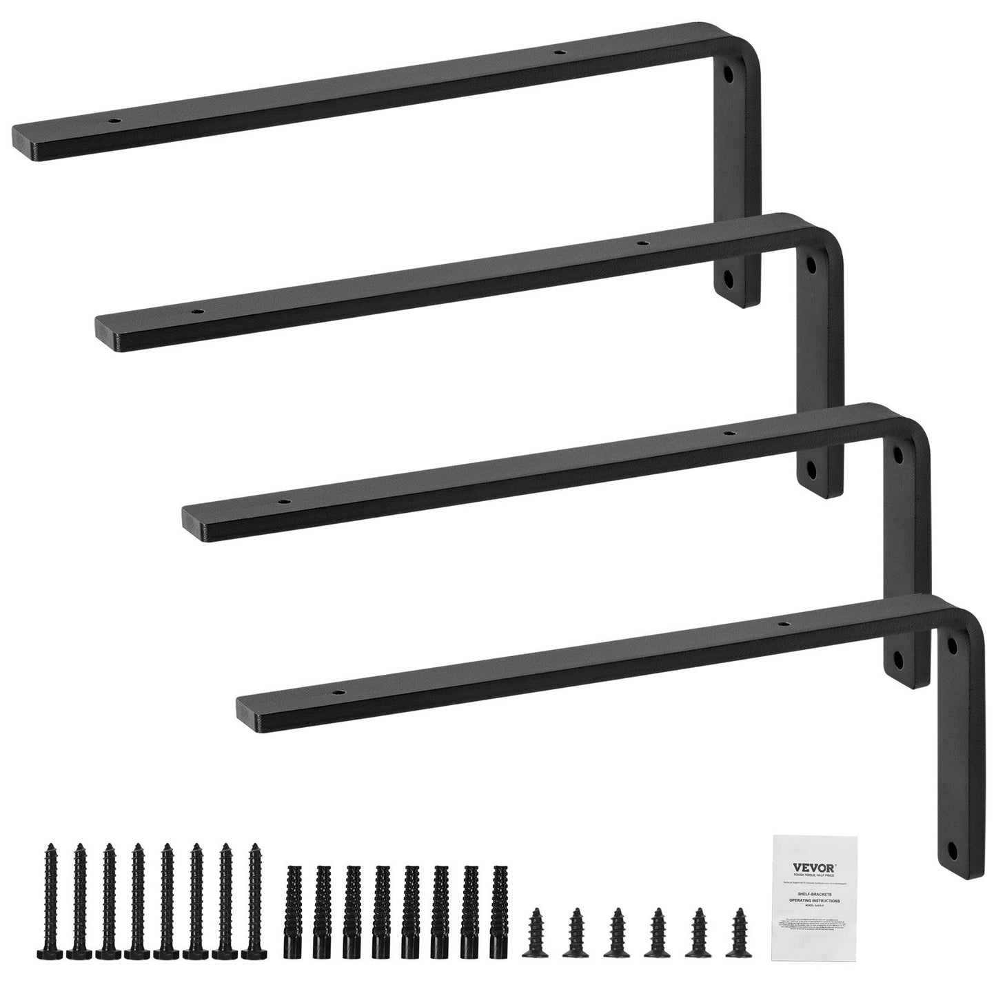 VEVOR Shelf Bracket, 41 x 15.5 cm 4 Pcs, Heavy Duty Floating Shelf Brackets, Brackets