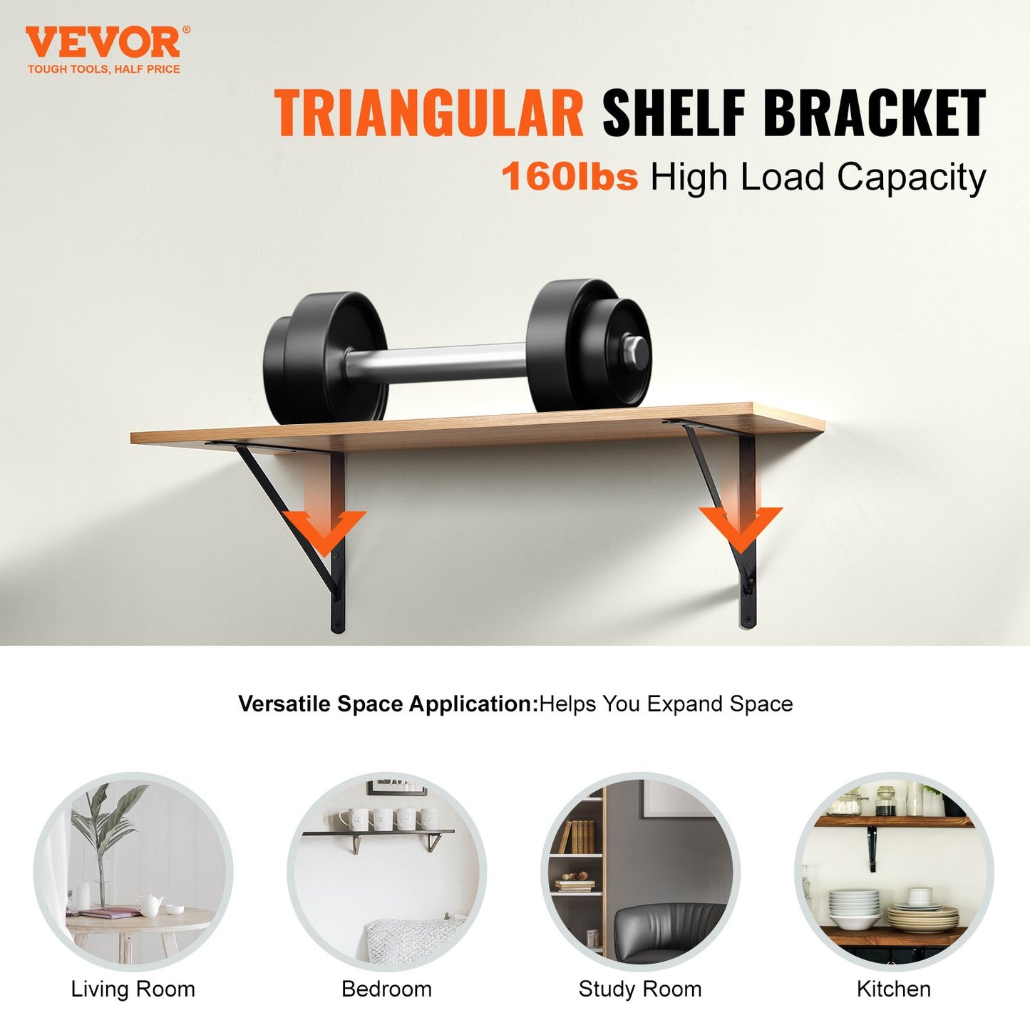 VEVOR Shelf Bracket, 12 x 8 in 10 Pcs, Heavy Duty Floating Shelf Brackets, Brackets