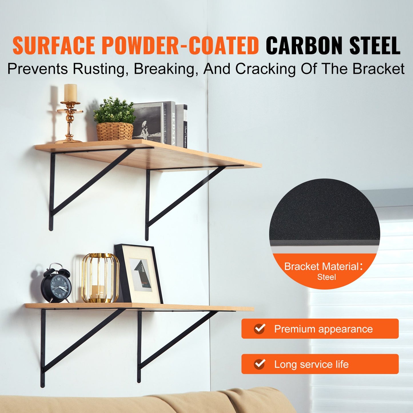 VEVOR Shelf Bracket, 12 x 8 in 10 Pcs, Heavy Duty Floating Shelf Brackets, Brackets