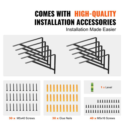 Heavy Duty Steel Shelf Brackets, 0.3 x 0.2m, 10-Pack, 72.6kg Capacity