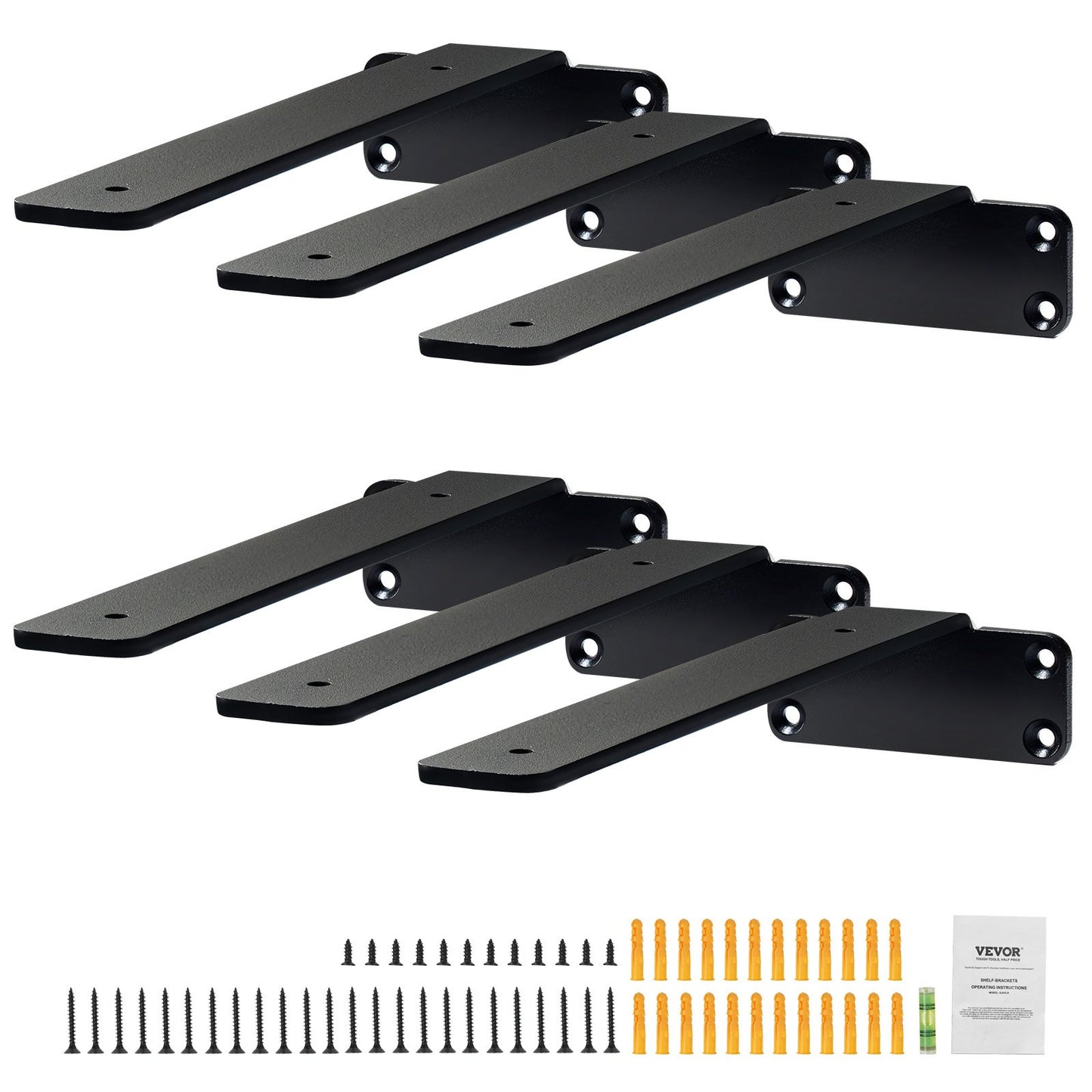 VEVOR Shelf Bracket, 16cmL x 10cmW x 4.5cmH 6 Pcs, Heavy Duty Floating Shelf Brackets,