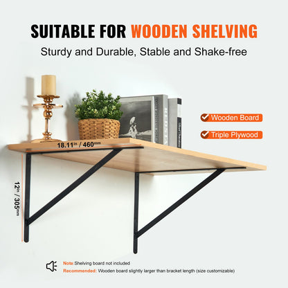 VEVOR Shelf Bracket 18 x 12in 12Pcs Heavy Duty Floating Shelf Brackets Triangle