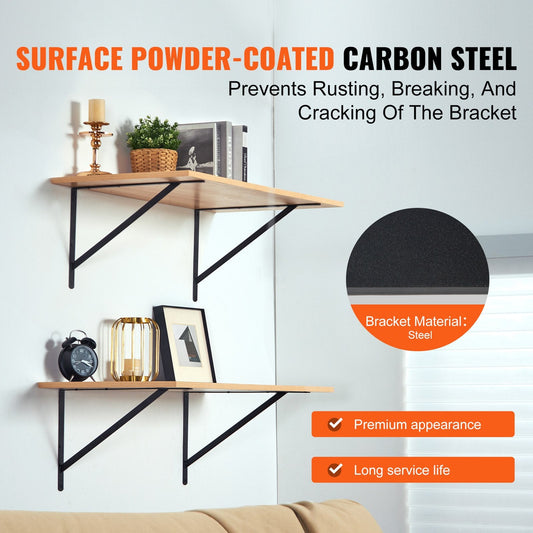 Heavy Duty 12-Piece Floating Shelf Brackets, Carbon Steel, 46 x 30.5 cm