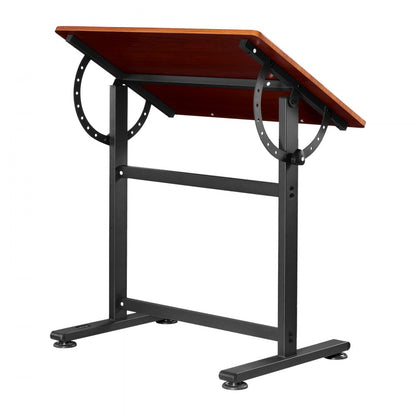 Drafting Table Adjustable 0°–90° Tilt Wooden Drawing Desk with H-Frame