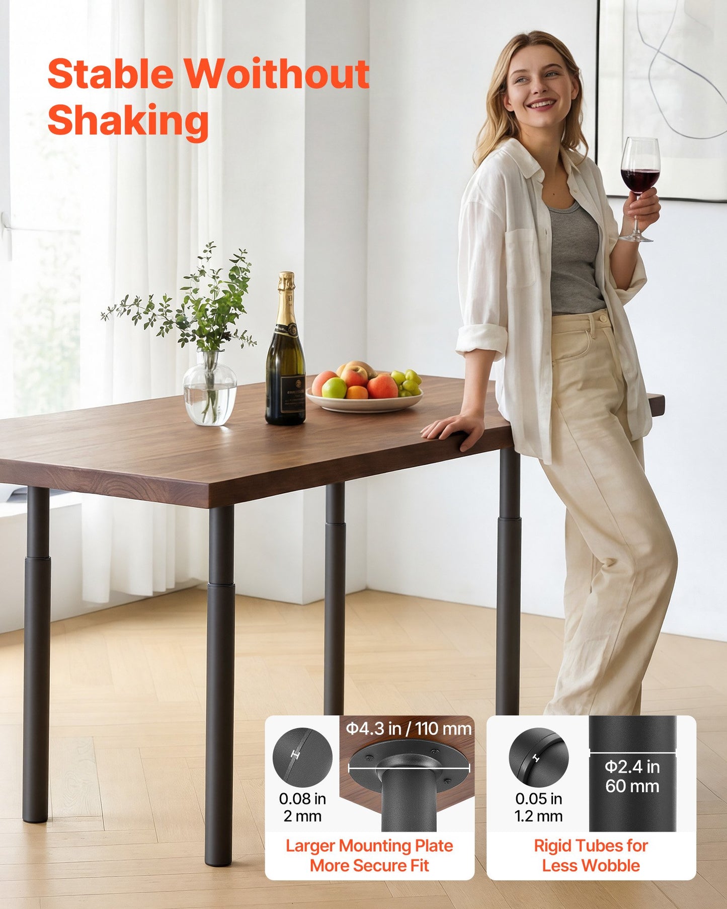 Adjustable Table Legs, 710-1100 mm Steel Furniture Legs, 544 kg Max Load Heavy Duty, Quick Installation, Ideal for Home Office Desk DIY, Coffee Dinner Bar Tables, Workbenches, Set of 4, Black