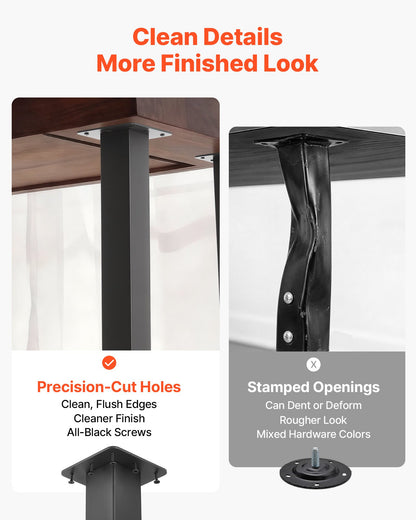 Adjustable Table Legs, 610-1016 mm Square Steel Furniture Legs, 544 kg Max Load Heavy Duty, Quick Installation, for Home Office Desk DIY, Coffee Dinner Bar Tables, Workbenches, 4 PCS, Black