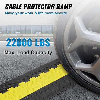 VEVOR 5 PCs Cable Protector Ramp, 2 Channel, 10000 kg/axle Capacity Heavy Duty TPU