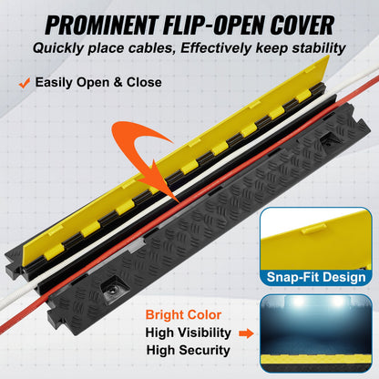 VEVOR 5 PCs Cable Protector Ramp, 2 Channel, 10000 kg/axle Capacity Heavy Duty TPU