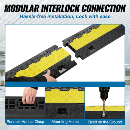 5-Piece Heavy Duty Cable Protector Ramp, 2-Channel, 10,000 kg/axle Capacity