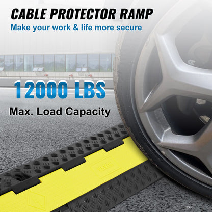 VEVOR 3 PCs Cable Protector Ramp 2 Channel 5443 kg Load Wire Cable Cover Ramp