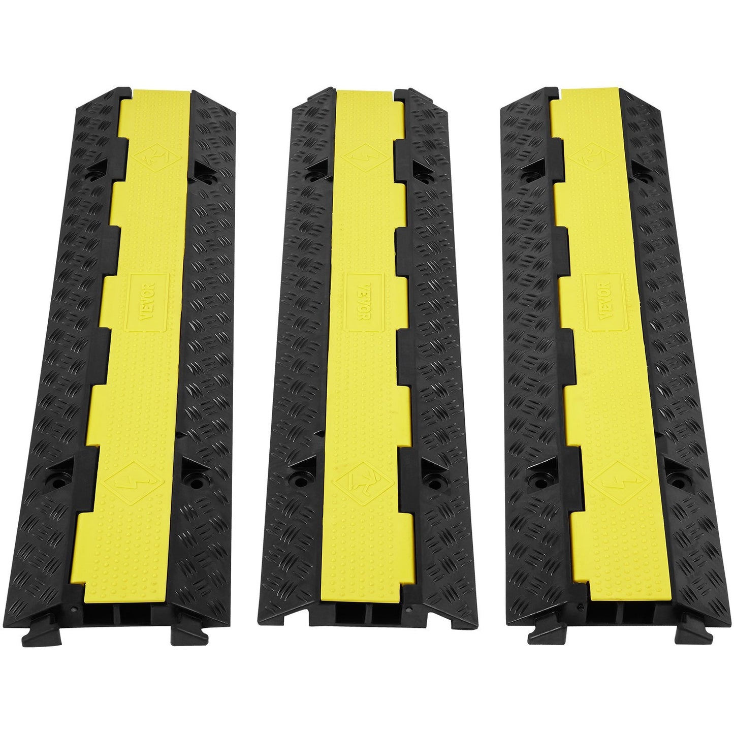3-Piece Heavy-Duty Cable Protector Ramp, 2 Channels, 5443 kg Load Capacity