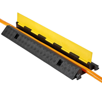 Cable Protector Ramp, 9,979 kg/axle Capacity, 1 Channel Heavy Duty Rubber Cord Hose Wire Cover, 70 x 50 mm Channel, Traffic Speed Bump with Flip-Open Top Cover, for Indoor Outdoor Use, 1 Pack