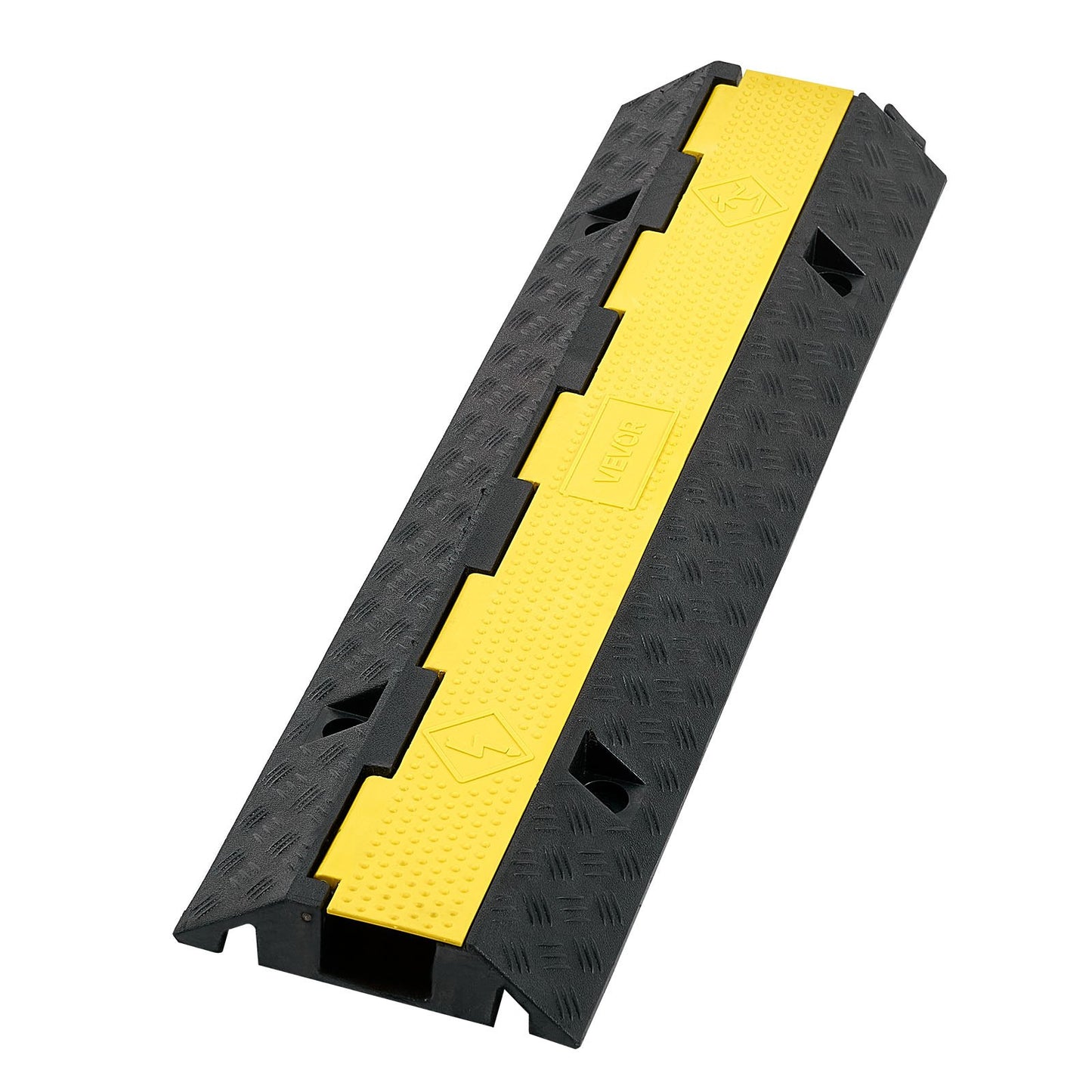 Cable Protector Ramp, 9,979 kg/axle Capacity, 1 Channel Heavy Duty Rubber Cord Hose Wire Cover, 70 x 50 mm Channel, Traffic Speed Bump with Flip-Open Top Cover, for Indoor Outdoor Use, 1 Pack