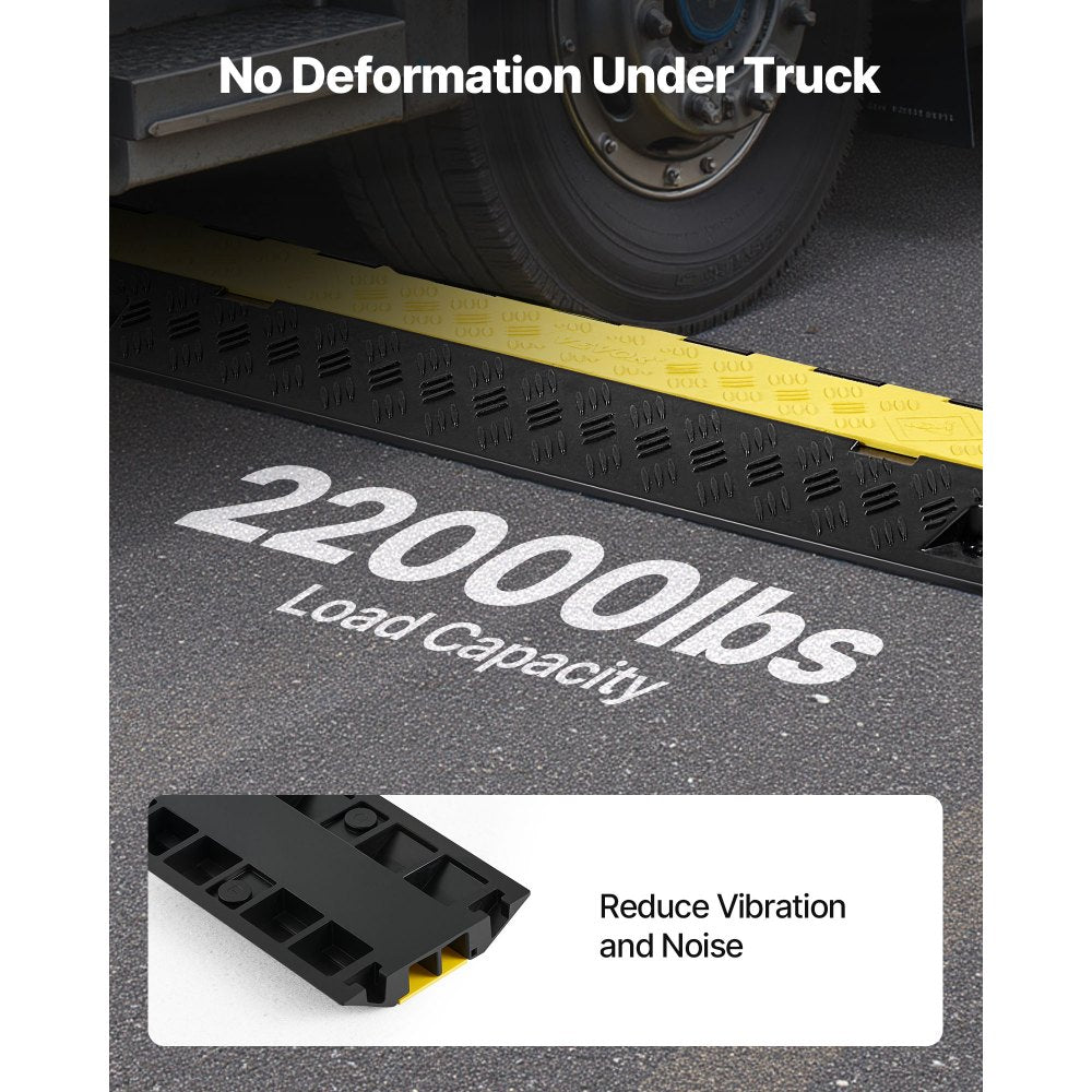 Cable Protector Ramp, 9,979 kg/axle Capacity, 2 Channel Heavy Duty TPU Cord Hose Wire Cover, 31 x 28 mm Channel, Traffic Speed Bump with Flip-Open Top Cover, for Indoor & Outdoor Use, 3 Pack