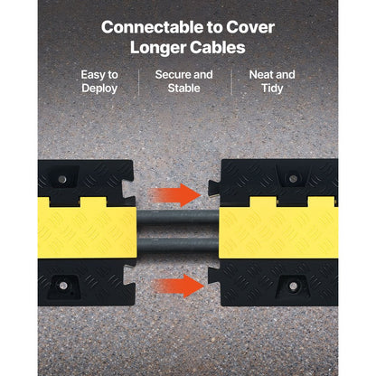 Cable Protector Ramp, 9,979 kg/axle Capacity, 2 Channel Heavy Duty TPU Cord Hose Wire Cover, 31 x 28 mm Channel, Traffic Speed Bump with Flip-Open Top Cover, for Indoor & Outdoor Use, 3 Pack