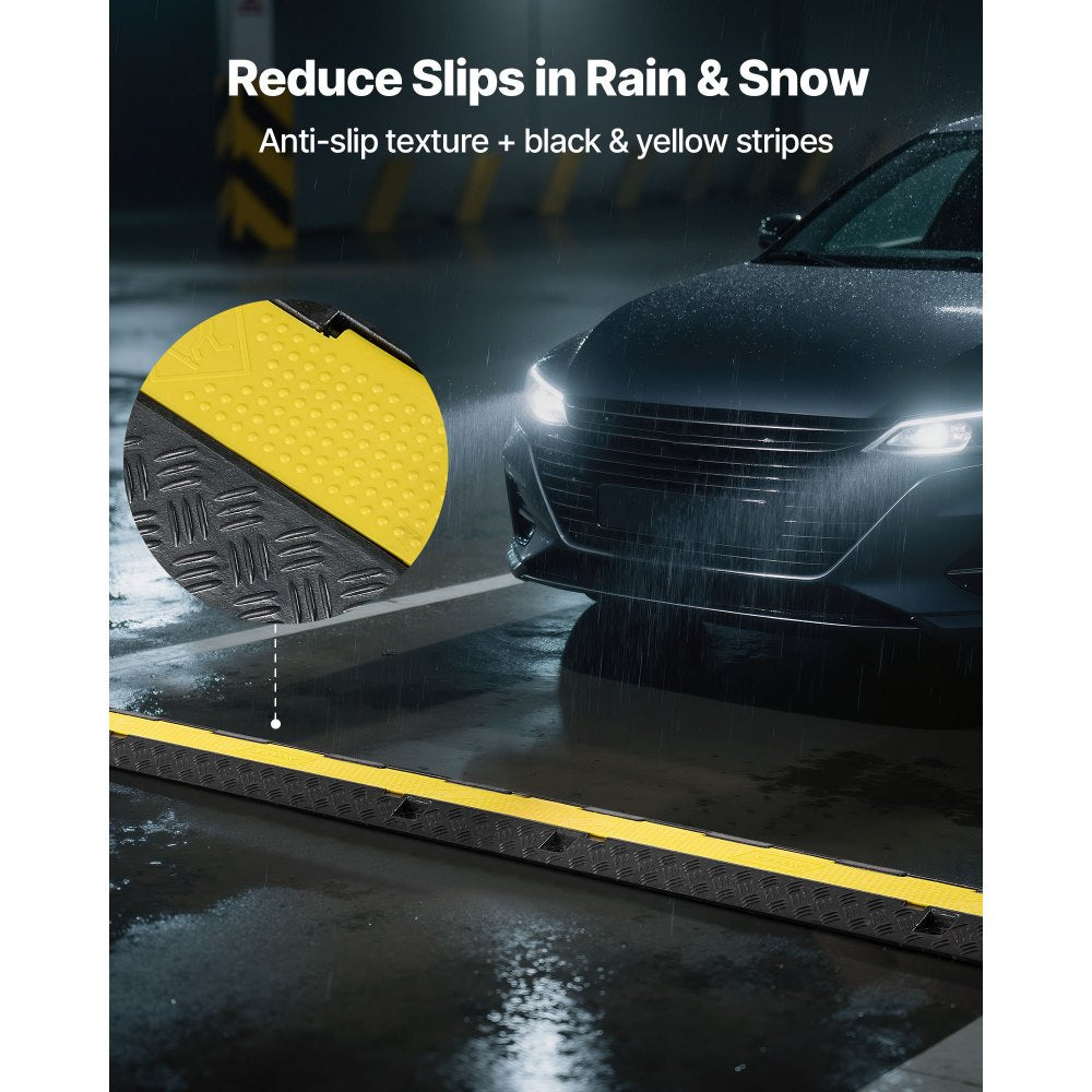 Cable Protector Ramp, 9,979 kg/axle Capacity, 2 Channel Heavy Duty Rubber Cord Hose Wire Cover, 32 x 31 mm Channel, Traffic Speed Bump with Flip-Open Top Cover, for Indoor Outdoor Use, 1 Pack