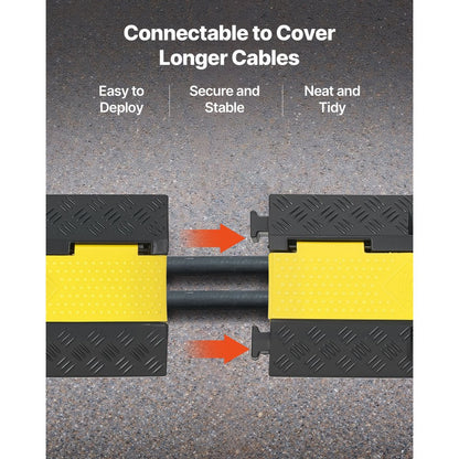 Cable Protector Ramp, 9,979 kg/axle Capacity, 2 Channel Heavy Duty Rubber Cord Hose Wire Cover, 32 x 31 mm Channel, Traf