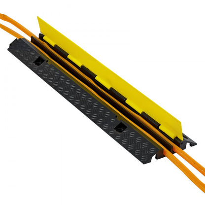 Cable Protector Ramp, 9,979 kg/axle Capacity, 2 Channel Heavy Duty Rubber Cord Hose Wire Cover, 32 x 31 mm Channel, Traf