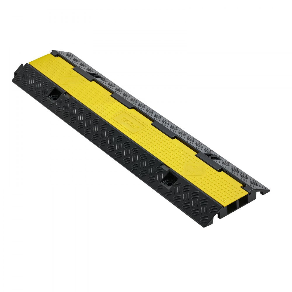 Cable Protector Ramp, 9,979 kg/axle Capacity, 2 Channel Heavy Duty Rubber Cord Hose Wire Cover, 32 x 31 mm Channel, Traffic Speed Bump with Flip-Open Top Cover, for Indoor Outdoor Use, 1 Pack