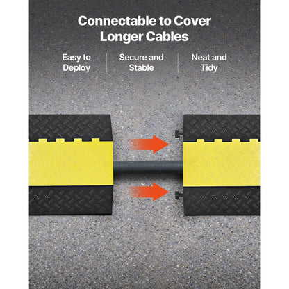 Cable Protector Ramp, 9,979 kg/axle Capacity, 2 Channel Heavy Duty Rubber Cord Hose Wire Cover, 100 x 75 mm Channel, Tra