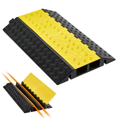 Cable Protector Ramp, 9,979 kg/axle Capacity, 2 Channel Heavy Duty Rubber Cord Hose Wire Cover, 100 x 75 mm Channel, Tra