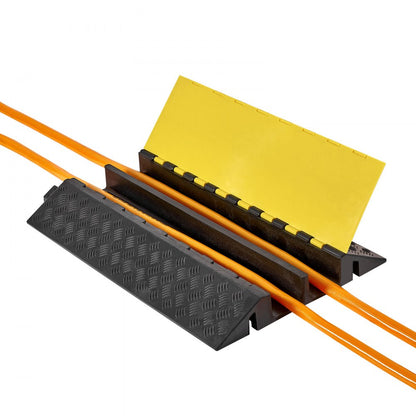 Cable Protector Ramp, 9,979 kg/axle Capacity, 2 Channel Heavy Duty Rubber Cord Hose Wire Cover, 100 x 75 mm Channel, Tra