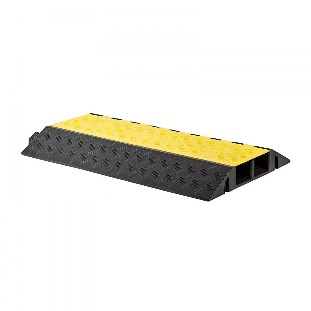 Cable Protector Ramp, 9,979 kg/axle Capacity, 2 Channel Heavy Duty Rubber Cord Hose Wire Cover, 100 x 75 mm Channel, Traffic Speed Bump with Flip-Open Top Cover, for Indoor Outdoor Use, 1 Pack