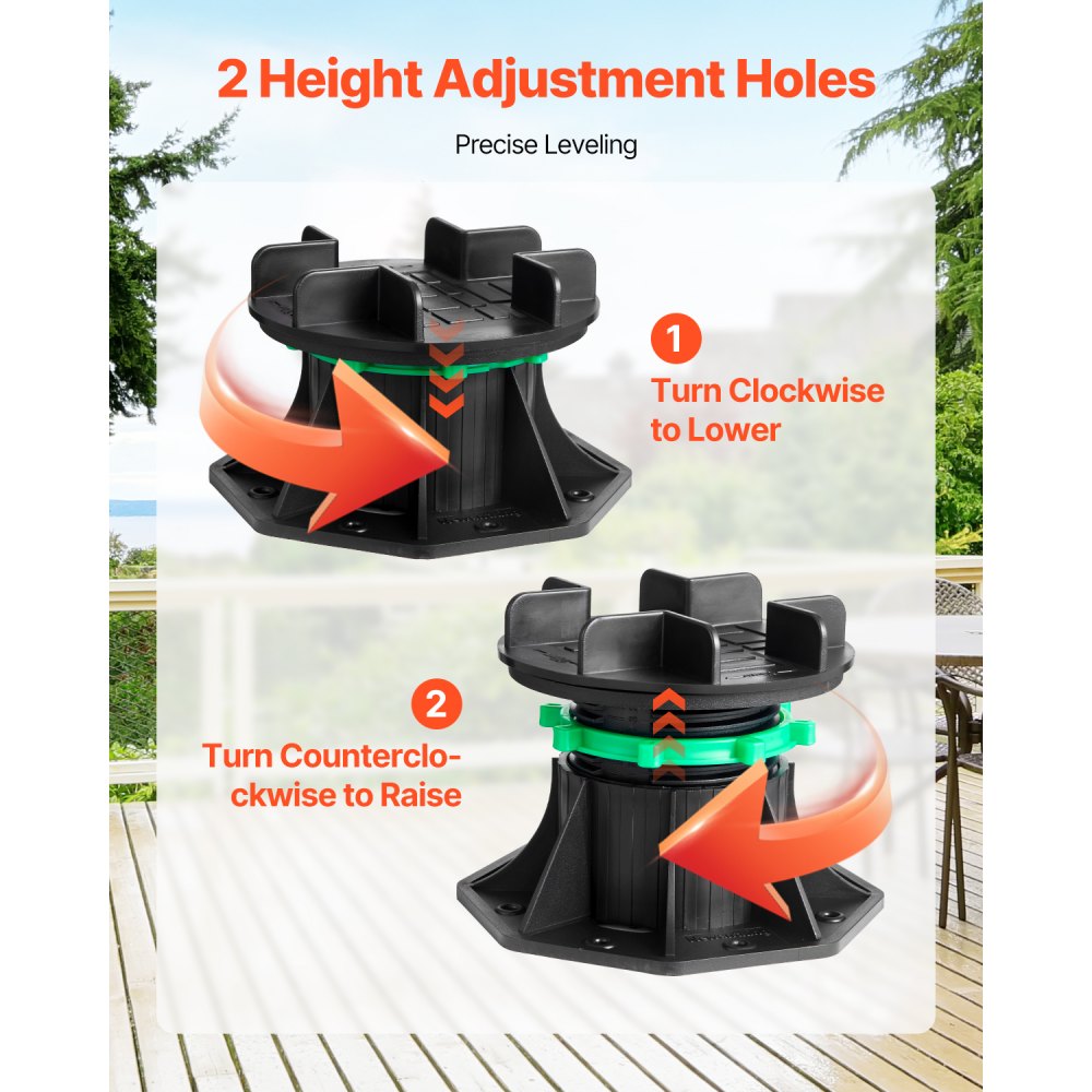 8 Pcs Adjustable Deck Support Pedestal Deck Foundation Base 3.54-4.65 in